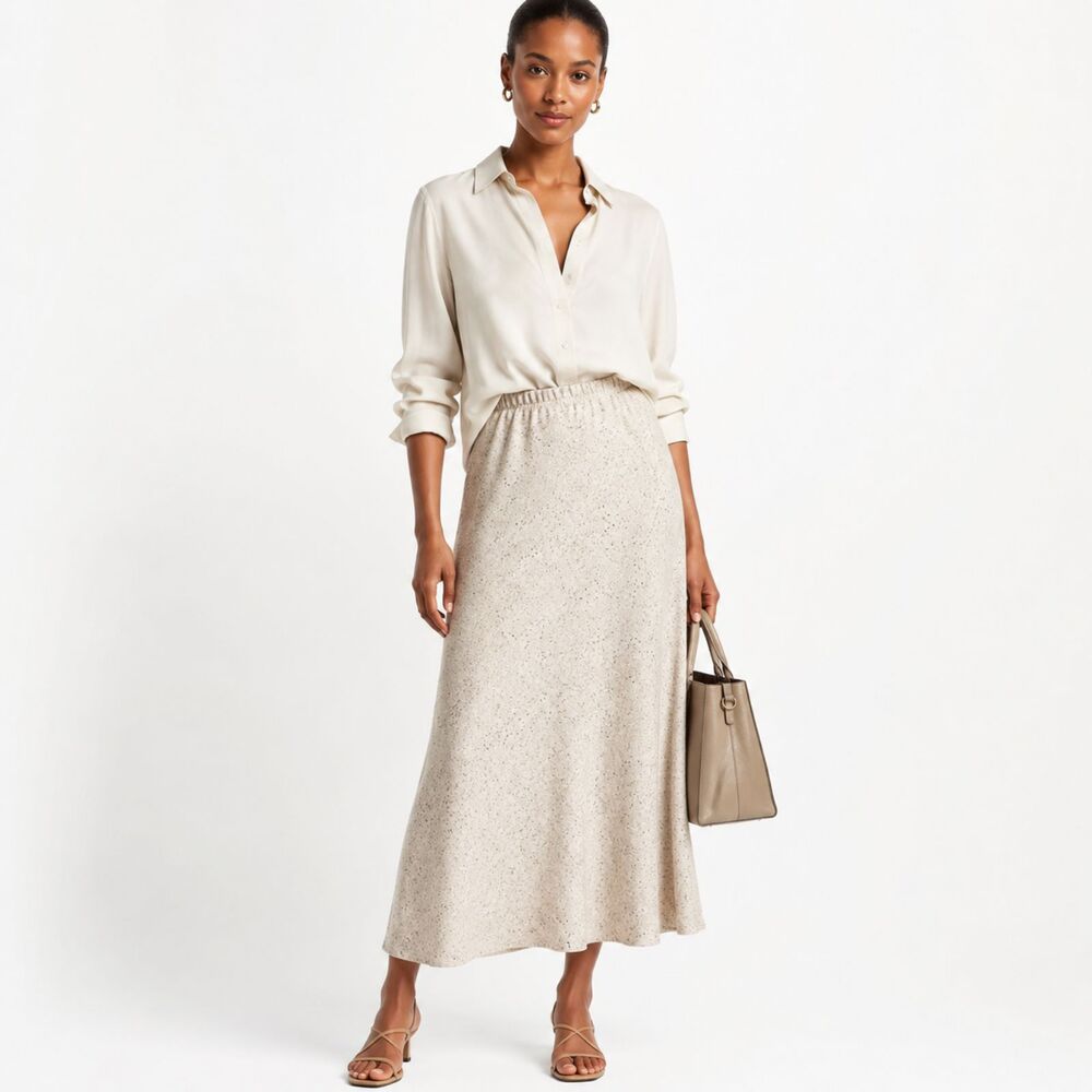 Lafayette 148 New York 100% Wool Speckled A-Line Midi Skirt Size Large
